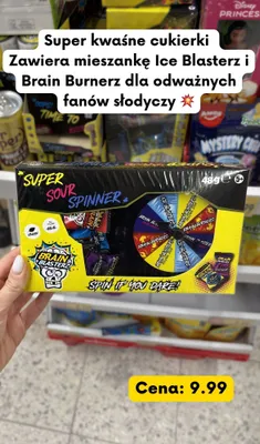 Cukierki super kwaśne Spinner Brain Blasterz  promocja w Kaufland