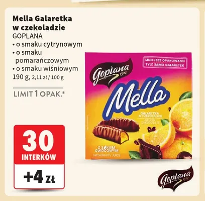 Mella galaretka w czekoladzie o smaku pomarańczowym Goplana promocja w Intermarche