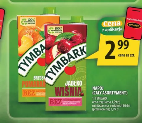 Napój Tymbark jabłko-wiśnia promocja w Arhelan