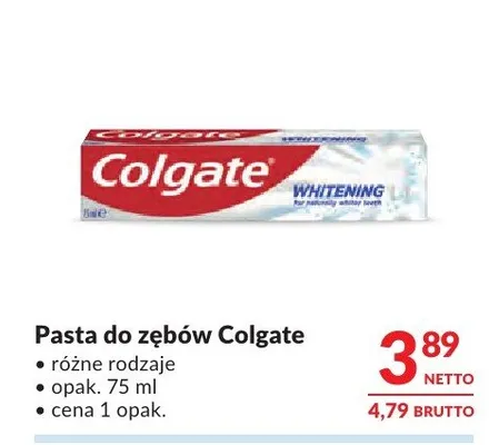 Pasta do zębów Colgate Whitening promocja w Makro