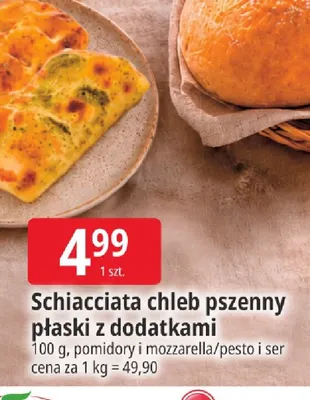 Schiacciata chleb pszenny płaski z pesto i serem promocja w Leclerc