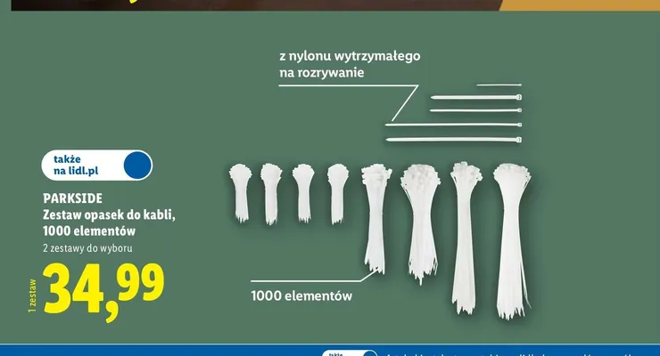 Zestaw opasek do kabli PARKSIDE 1000 elementów promocja w Lidl