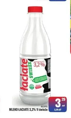 Mleko Łaciate świeże Mlekpol 3,2% promocja w Tomi Markt