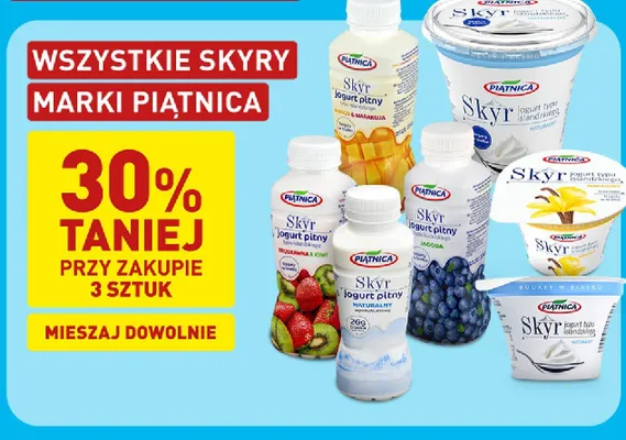 Jogurt pitny Skyr naturalny Piątnica promocja w Aldi