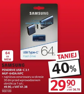 Pendrive SAMSUNG USB 3.1 MUF-64DA/APC promocja w Selgros