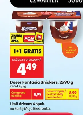 Deser Fantasia Snickers promocja w Biedronka