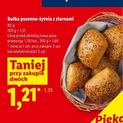 Bułka pszenno-żytnia z ziarnami promocja w Lidl