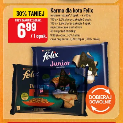 Karma dla kota Felix Fantastic 4-pak 85 g promocja w POLOmarket