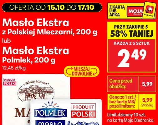 Masło ekstra z solą morską Mleczna dolina promocja w Biedronka