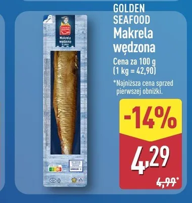 Makrela wędzona Golden Seafood promocja w Aldi