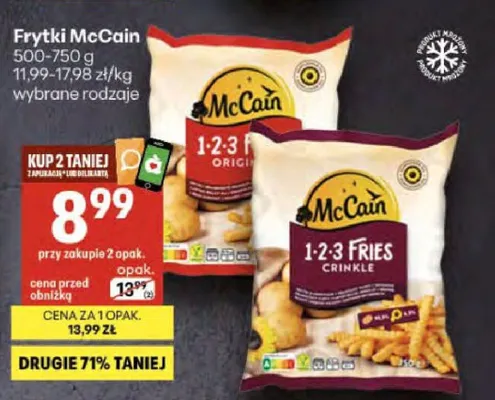 Frytki 1-2-3 Fries Crinkle McCain promocja w Delikatesy Centrum
