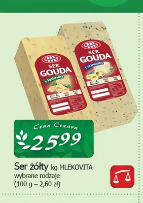 Ser żółty Gouda z czarnuszką Mlekovita promocja w CEZAR Delikatesy