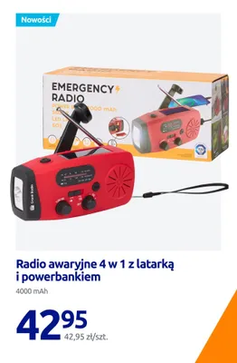 Radio awaryjne 4 w 1 z latarką i powerbankiem 4000mAh promocja w Action