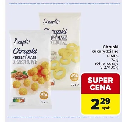 Chrupki kukurydziane o smaku zielonej cebulki Simpl promocja w Carrefour