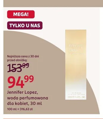 Woda perfumowana dla kobiet Jennifer Lopez Enduring Glow promocja w Rossmann