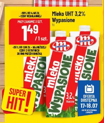Mleko UHT 3,2% Wypasione Mlekovita promocja w POLOmarket