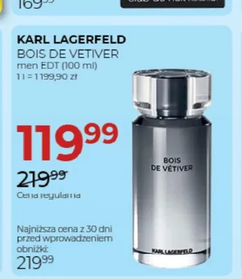 Woda toaletowa męska Karl Lagerfeld Bois de Vetiver promocja w Drogerie Jawa