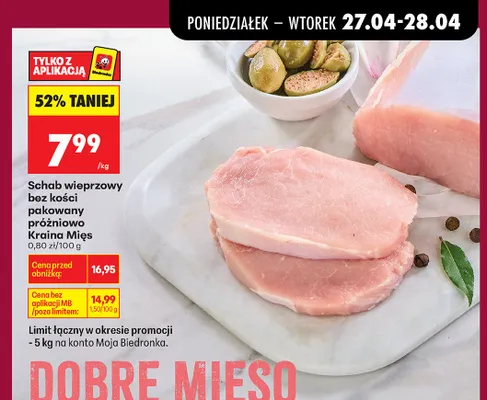 Schab wieprzowy bez kości pakowany próżniowo promocja w Biedronka