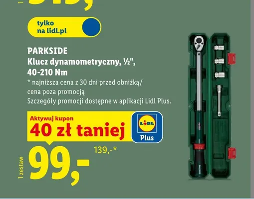 Klucz dynamometryczny 1/2" 40-210Nm PARKSIDE promocja w Lidl