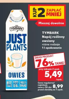 Napój roślinny owsiany Tymbark Just Plants promocja w Kaufland