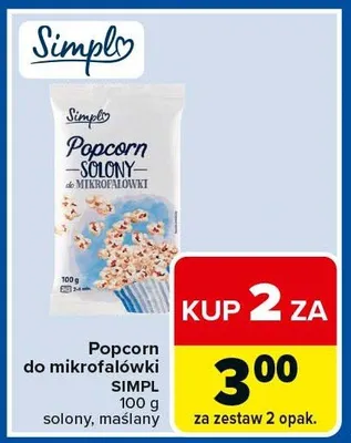 Popcorn do mikrofalówki Simpl solony promocja w Carrefour Express