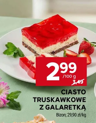 Ciasto truskawkowe z galaretką Bizon promocja w Stokrotka