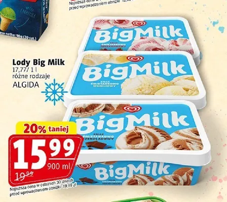 Lody śmietankowo-czekoladowe Big Milk promocja w Prim Market