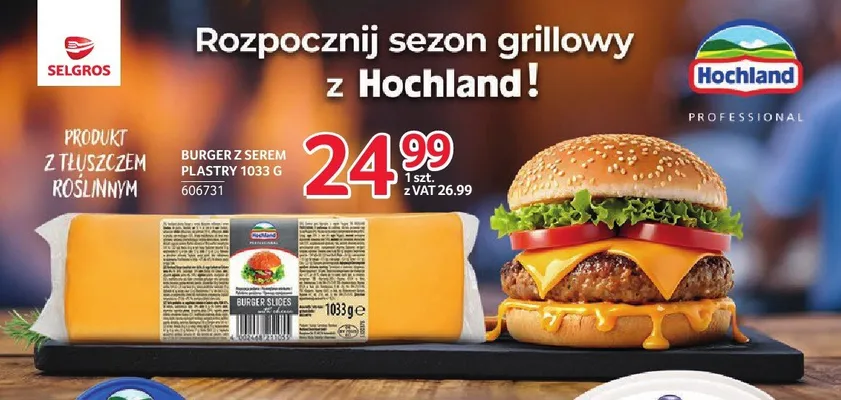 Burger z serem plastry Hochland promocja w Selgros