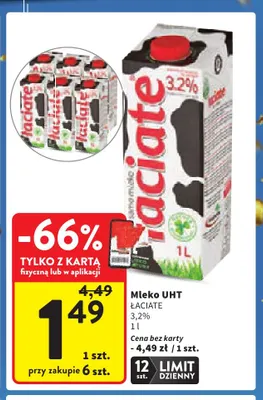 Mleko UHT Łaciate 3,2% promocja w Intermarche
