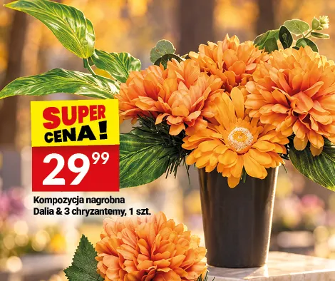 Kompozycja nagrobna Dalia & 3 chryzantemy promocja w Twój Market