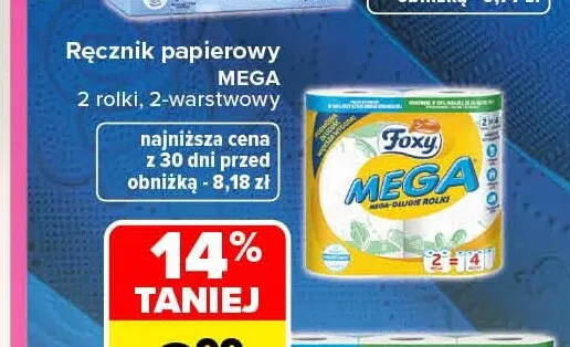 Ręcznik papierowy Mega 2-warstwowy 2-pak Foxy promocja w Carrefour