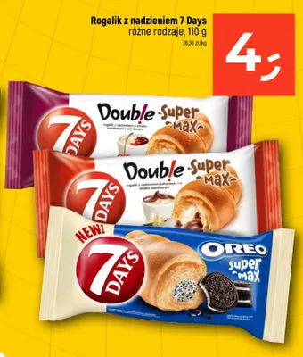 Rogalik z nadzieniem 7 Days Double Super Max o smaku waniliowym i wiśniowym promocja w Dealz