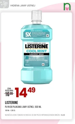 Płyn do płukania jamy ustnej Listerine Cool Mint łagodny smak promocja w Drogerie Natura