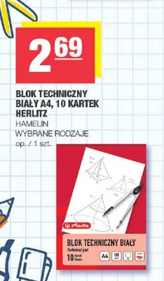 Blok techniczny biały A4 Herlitz promocja w SPAR