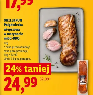 Polędwiczka wieprzowa w marynacie miód-BBQ Grill&Fun promocja w Lidl