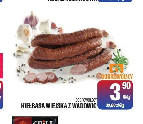 Kiełbasa wiejska z Wadowic Dobrowolscy promocja w Tomi Markt