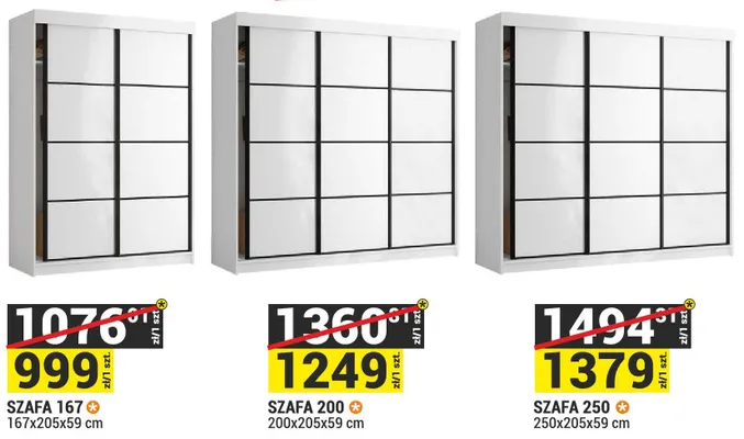 Szafa System Tanger 250x205x59cm kolor biały promocja w Merkury Market