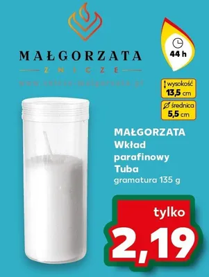 Wkład parafinowy 44 h Małgorzata promocja w Kaufland