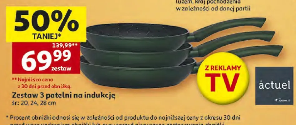 Zestaw 3 patelni na indukcję promocja w Auchan