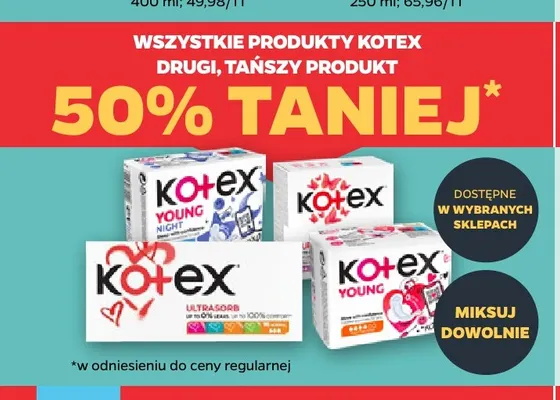 Podpaski Kotex Young promocja w Netto