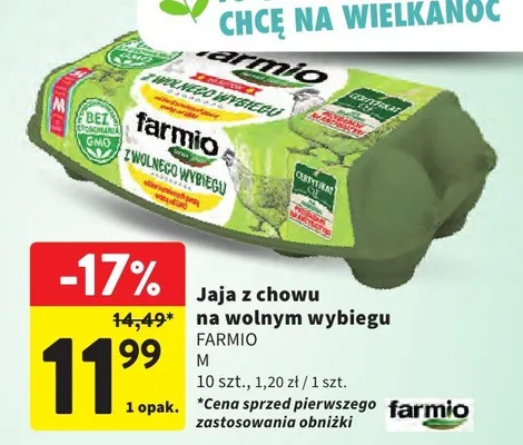 Jaja z chowu na wolnym wybiegu M 10 szt., 1,20 zł / 1 szt. promocja w Intermarche