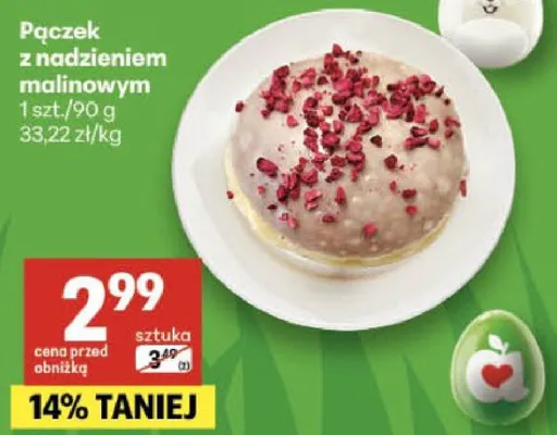 Pączek z nadzieniem malinowym promocja w Delikatesy Centrum