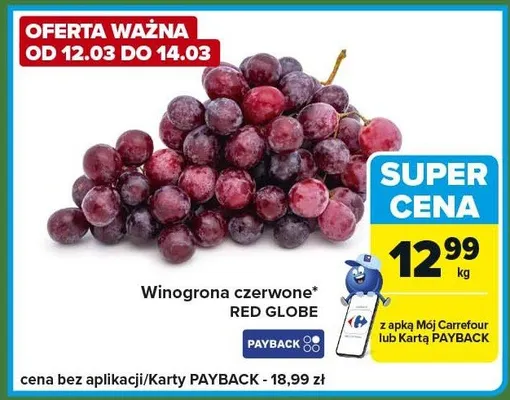 Winogrona czerwone Red Globe promocja w Carrefour Express
