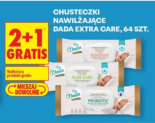 Chusteczki nawilżające różne rodzaje Dada Extra Care promocja w Biedronka