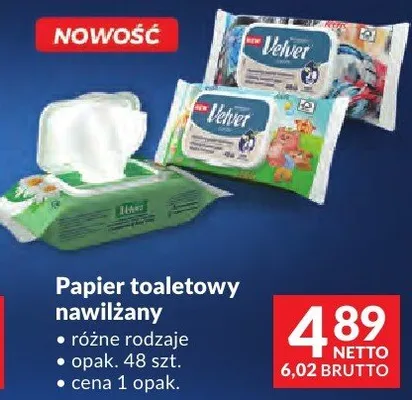 Papier toaletowy nawilżany Velvet promocja w Makro