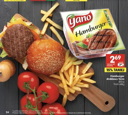 Hamburger drobiowy Yano promocja w Delikatesy Centrum