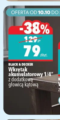 Wkrętak akumulatorowy 1/4" z dodatkową głowicą kątową Black & Decker promocja w Biedronka Home