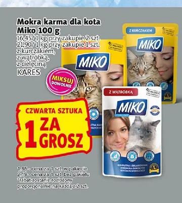Mokra karma dla kota Miko z wątróbką promocja w Prim Market