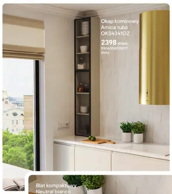 Okap kominowy Amica tuba OKS4341OZ złoty promocja w Castorama