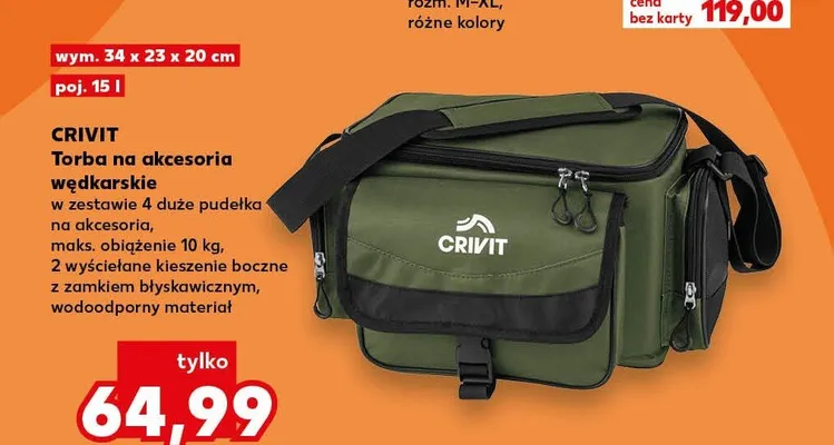 Torba na akcesoria wędkarskie Crivit promocja w Kaufland